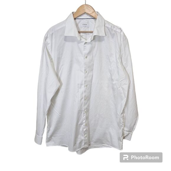 Eton Custom Made White French Cuff Dress Shirt 17 Classic Fit XL - Picture 2 of 14